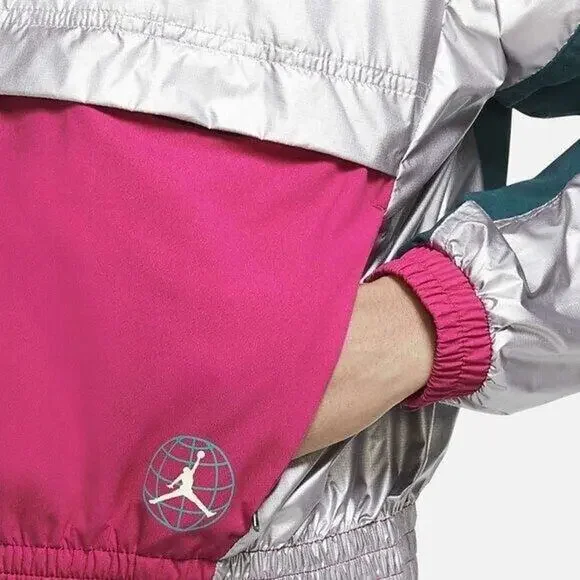 NEW Size L Womens Nike Pink/Silver Jordan Winter Utility Jacket C6497-674 logo